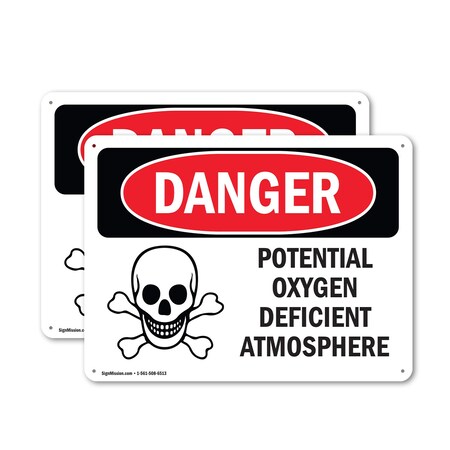 Signmission Potential Oxygen Deficient Atmosphere, 10 in W x Rectangle, Plastic OS-2PACK-DS-P-710-L-1808